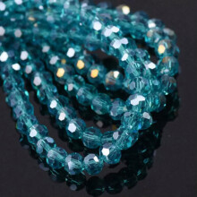 AB Plated 3mm 4mm 6mm 8mm Round 32 Facets Faceted Cut Crystal Glass Loose Beads-6mm(100pcs)-Peacock Blue AB