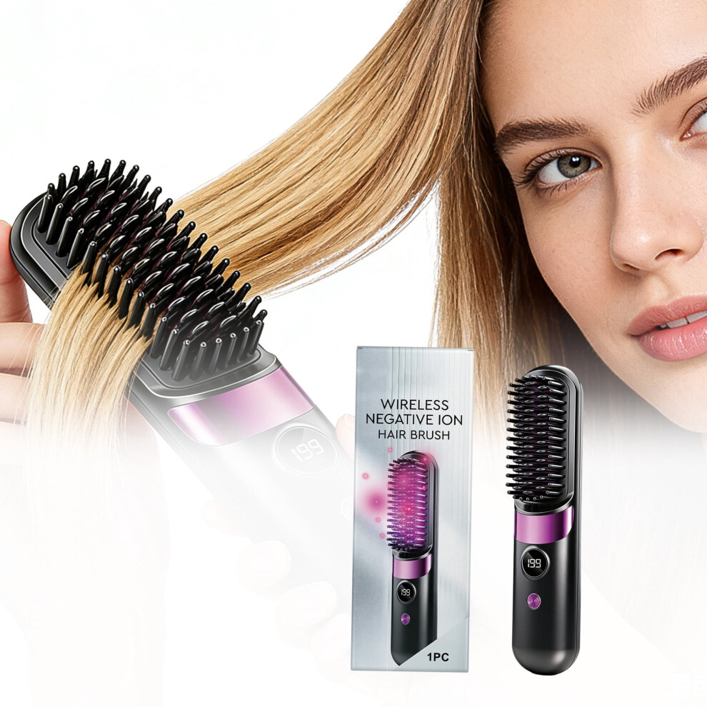 Rechargeable Cordless Hair Straightening Brush for Quick Styling Detangling and Smoothing Personal Care Styling Tool