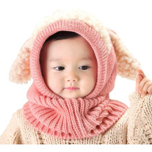 Cappello invernale per neonati e bambini, con sciarpa, paraorecchie e cappuccio, adatto a bambini dai 6 mesi ai 3 anni (rosa)