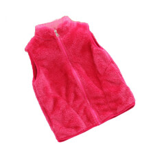 Hot Pink Fleece-Lined Sherpa Vest for Kids, Crewneck Zip-Up Thermal Top – Compatible with 2025 Fall/Winter Styles