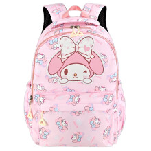 Mochila Melody em poliéster resistente para laptop, ideal para escola e viagens, rosa.