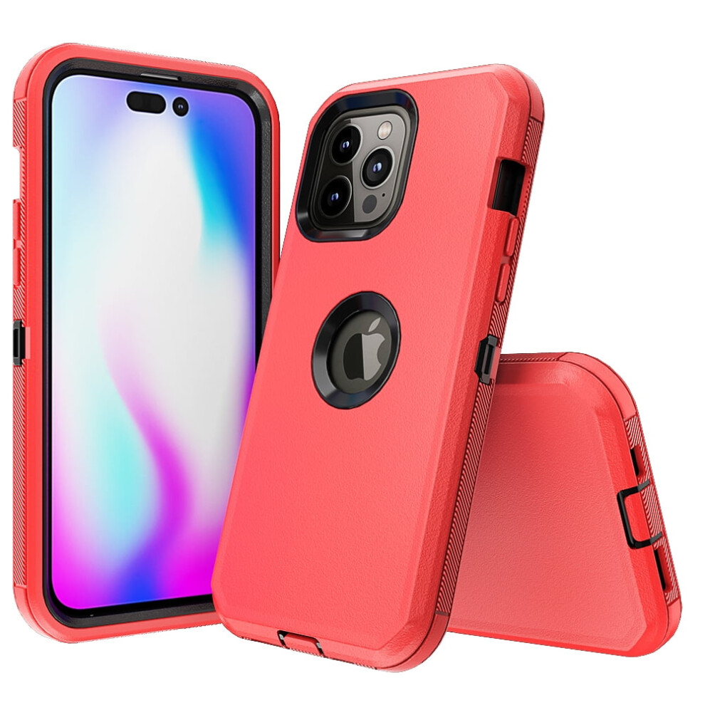 Compatible With Iphone 14 Pro Case, Heavy Duty Hard Shockproof Protective Phone Case For Compatible With Iphone 14 Pro 6.1" + Red/Black 9028731028323