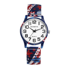 Relógio feminino Bohemia Flower com pulseira elástica – Mostrador grande, números grandes, movimento de quartzo – Ideal para presente de Natal