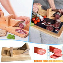 Coupe-saucisses avec lame en acier inoxydable et manche en bois d'hévéa – Trancheuse de précision pour saucisses, fromage, viande et légumes |