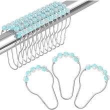 Lot de 12 crochets de rideau de douche en acier inoxydable, nickel poli, antirouille et robustes, compatibles avec les tringles de 60 Ă 72 pouces.