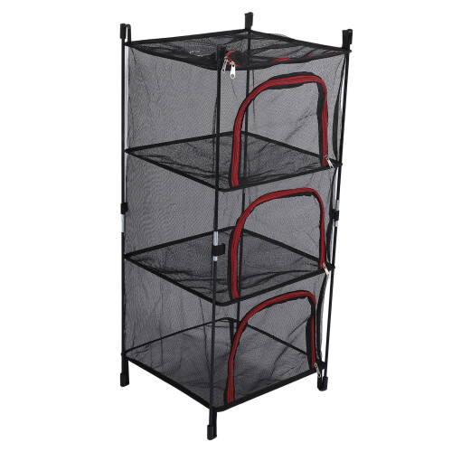 Hanging Drying Net Foldable 3 Layer Portable Multifunction Mesh Drying Rack for Fish Vegetable Tableware 2