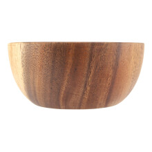 Bol de service en bois pour salades et soupes, bol en bois durable fabriqué à la main avec une texture de bois naturel, bol en bois d'acacia