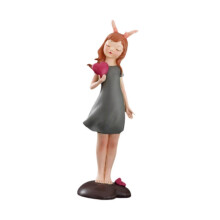 (Deep Gray) Girl Statue Decorative Statue Desktop Ornament for Desktop Table Home Office Orange Red