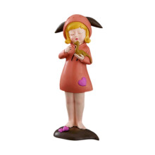 (Orange) Girl Statue Decorative Statue Desktop Ornament for Desktop Table Home Office Orange Red