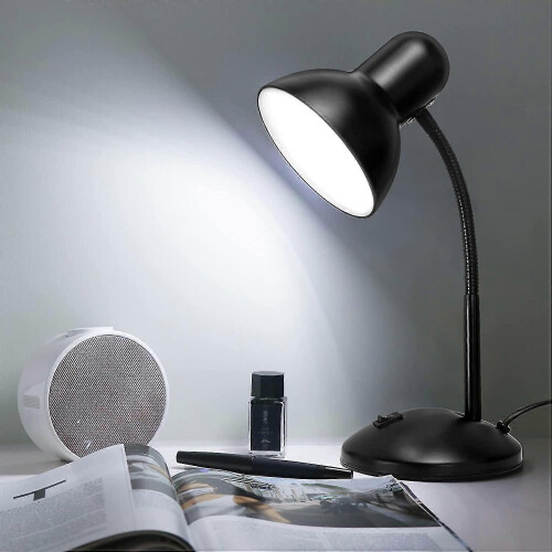 (red) Desk Lamp Flexi Neck Table Desk Reading Lamp With Bulb Home Office Study Light