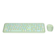 Wireless Retro Keyboard Mouse Combo 2.4G Multi Color Green