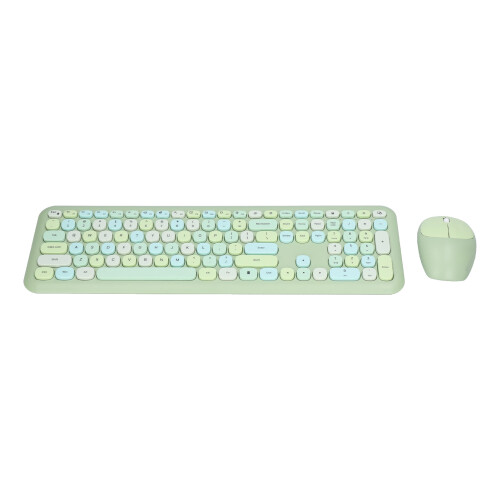 Wireless Retro Keyboard Mouse Combo 2.4G Multi Color Green