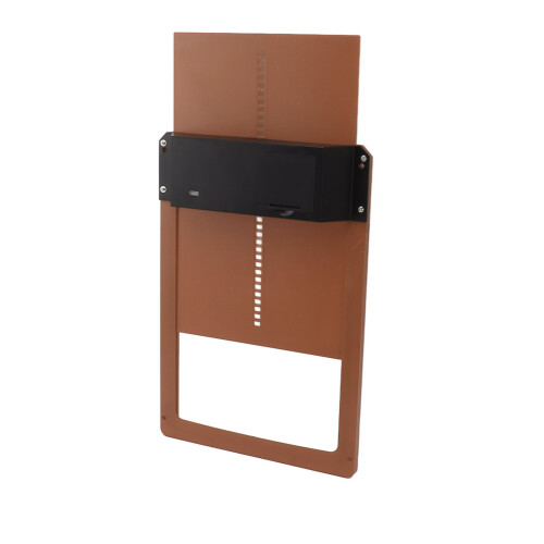Porta de galinheiro com sensor de luz, leve, de plástico, automática, para aves, marrom. 1