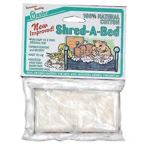 Oasis Shred-A-Bed Hamster Bedding, White, 1 Each/2 In X 2 in, 6 Pack