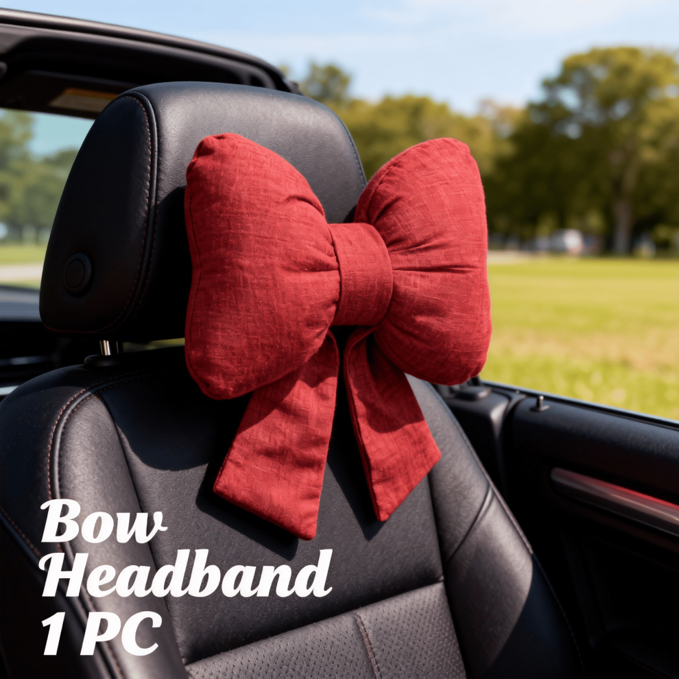 Velvet Bow Throw Pillow & Car Neck Pillow Â Ergonomic, Washable, Soft Cotton Headrest Cushion, Compatible With Car Seats 9028731110585