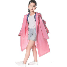 (pink)Kids Waterproof Rain Coat, Eva Rain Poncho With Hood For Girls Boys, Children Raincoat With School Bag Cover
