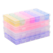 4Pcs Manicure Tool Storage Cases with 28 Compartments, Organizer, Assorted Colors for Nail Art Supplies