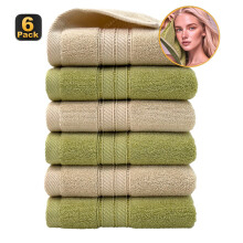 Waschlappen-Set, 6er-Pack, farblich abgestimmte Handtücher, weich und saugfähig (400 g/m²), ideal für Bad, Fitnessstudio, Dusche, Hotel und Spa