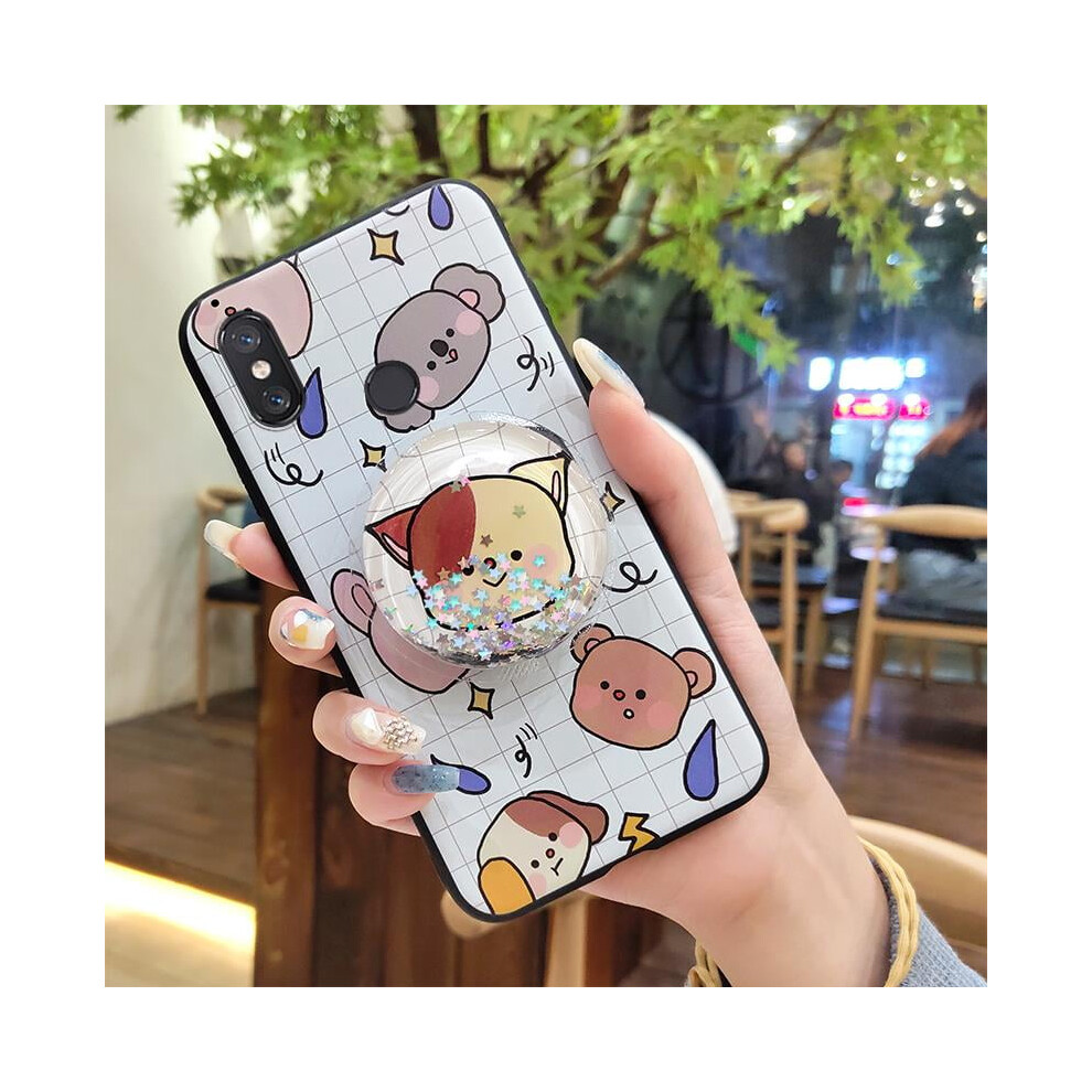 Phone Case For Xiaomi Mi 8: Kickstand, Anti-Knock, Waterproof, Quicksand Glitter Tpu With Lens Protection 9028731113807