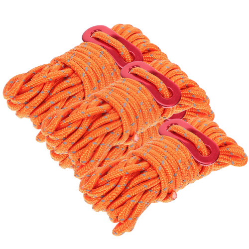 4 Sets Tent Fixing Ropes Pole Elastic Cord Replacement Outdoor Orange