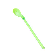 5Pcs Hard Plastic Spoon Straws,Reusable Stirring Coffee Spoon, 9 Inch Detachable Drinking Straws Spoon Snow Cone Spoon Straws,Green