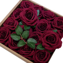 Künstliche Rosen aus PE-Schaumstoff, 8 cm, 25 Stück, weinrot, mit Stiel