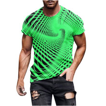 Herre T-shirts med korte ærmer og rund hals i bomuld, fuldt trykte skjorter, afslappet træning og sportstoppe til mænd
