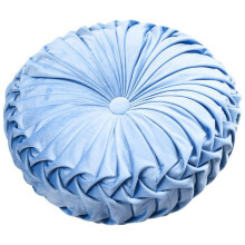 Velvet Pleated Round Pumpkin Throw Pillow Couch Cushion Floor Pillow for Sofa Chair Bed Car Home Decorative (Light Blue)
