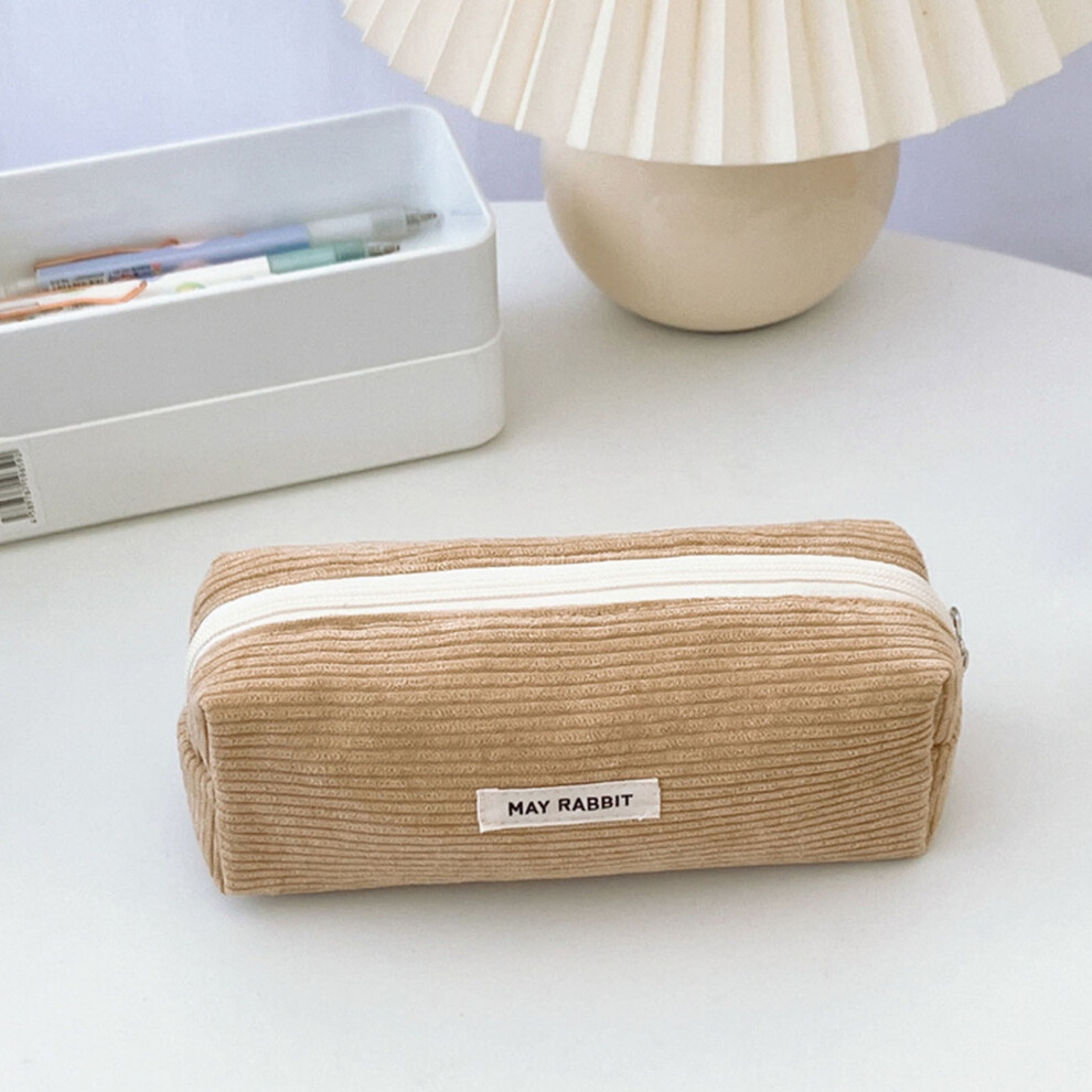 1-Pack Corduroy Pencil Cases - Large Capacity Supplies(Retro Colors)