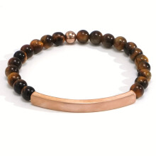 Custom Engraved Natural Stone Bracelet – Bohemian Beaded Friendship Bracelet with Name Phrase, Turquoise & Rose Gold, Compatible with Her