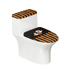 Ghost Stripe Design Toilet Seat Lid Cover, Easy to Clean Dust-Proof Polyester Fabric Toilet Cover Set