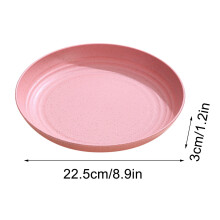 Microwave & Dishwasher Safe Wheat Straw Plastic Dinner Plates, Unbreakable Reusable Tableware, Non-Toxic, Pink
