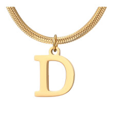 Personalized Gold Monogram Necklace Titanium Steel Initial Pendant Choker for Women