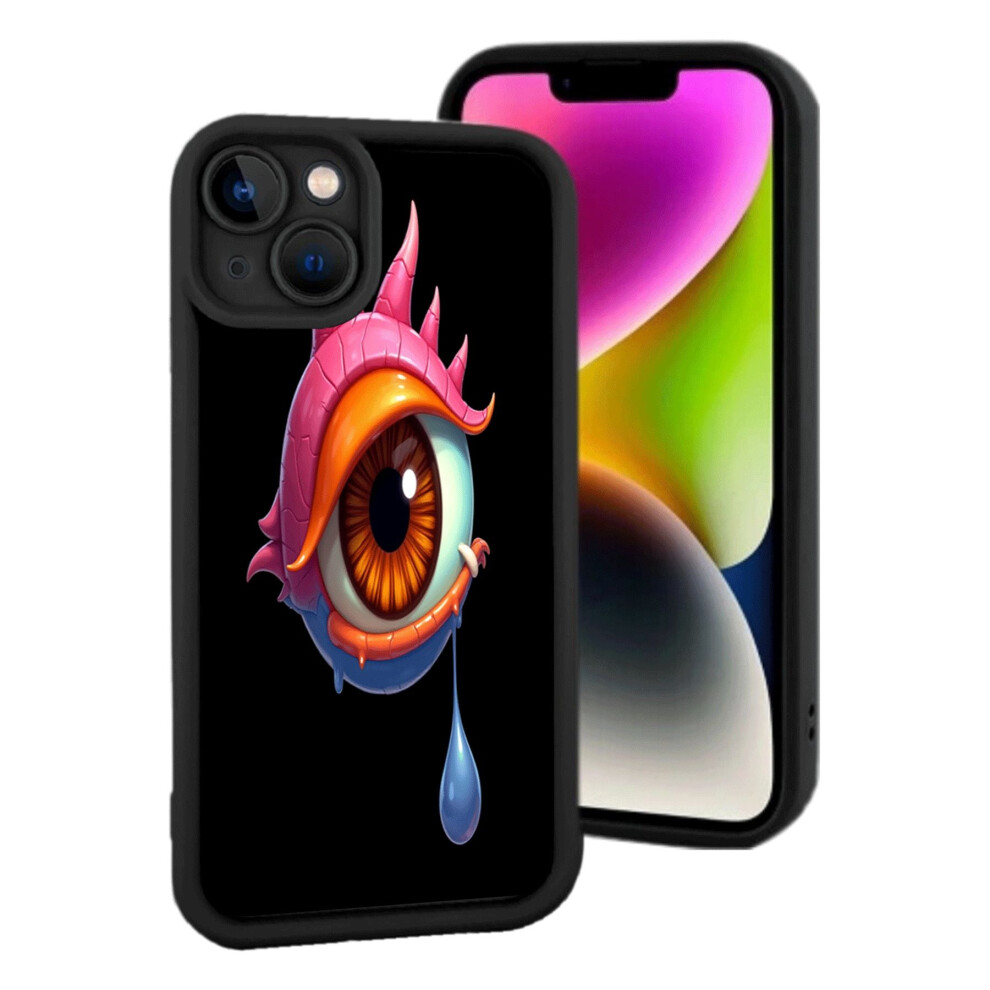 Lightweight Compatible With Iphone 15 Case - Whimsical Cartoon Eye Design With Vibrant Colors Expressive Iris & Teardrop On Background Black 9479868457669