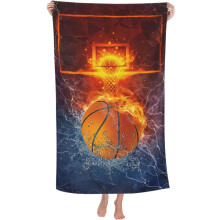 Soft Quick-Dry Basketball Beach Towel, Sand-Free Microfiber, 52"x32", Oversized for Adults & Kids