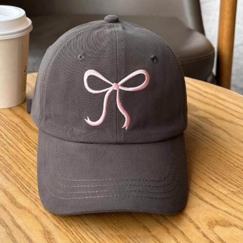 Pink Baseball Cap with Embroidered Bow Design for Women and
