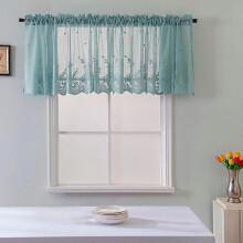 Lace Curtain Semi-Sheer Embroidered Floral Valance 51x16