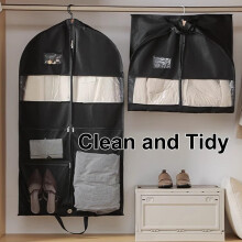 51" Wrinkle-Free Garment Bag for Business Travel – Tear-Resistant, Gusseted, Foldable, with Clear Mesh Pockets