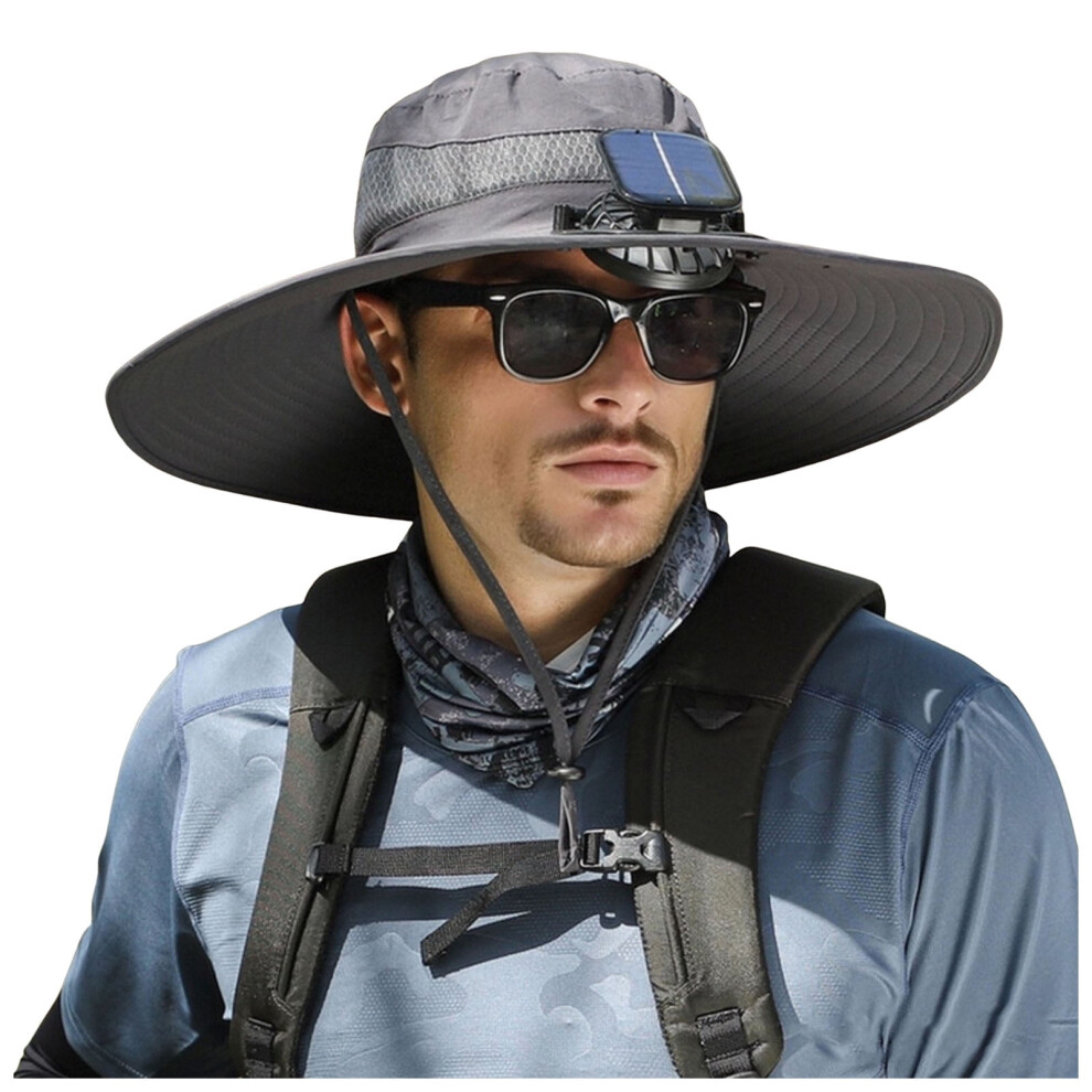 Cappello Con Ventilatore Solare Da Esterno, Cappello Con Ventilatore Solare A Tesa Larga Con 2 Ventilatori Solari Rimovibili E Ricarica Usb, Cappello-image