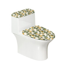 Lemon Toilet Lid Seat Cover Set Adjustable Toilet Lid Cover and Toilet Tank Lid Cover & 2 Pieces for Modern Bathrooms Stretchy Fabric Elastic Bottom