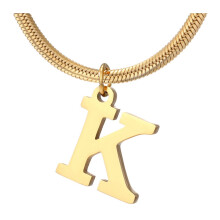 Personalized Gold Monogram Necklace Titanium Steel Initial Pendant Choker for Women