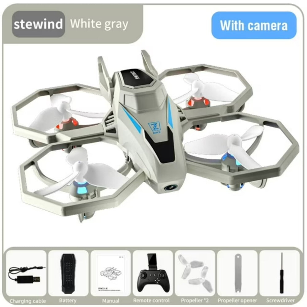 Gray Toy Drones With Remote Hd Camera Quadcopter Gestures Selfie 3D Flips 2 Batteries Mini Drone For Adults Kids