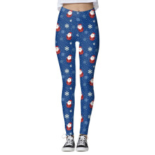 Christmas Leggings For Women Santa Printed Mid Rise High Stretch Santa Tight Pants Soft Trousers
