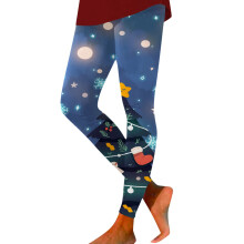 Christmas Leggings For Women Xmas Themed Printed Mid Rise High Stretch Santa Tight Pants Comfort Trousers