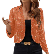 Simua Dame Cardigan i Ensfarget Skinnende Stoff med Åpen Front - Elegant Festjakke, Tynn og Pustende for Begivenheter og Samlinger (S-XXL)
