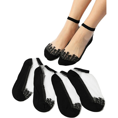 Women's Fishnet Floral Lace Transparent Socks