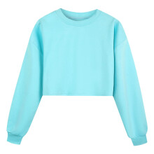 AWZXDE Felpa sportiva a maniche lunghe tinta unita da bambina, comoda e casual, blu, 7-8 anni