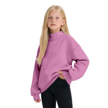 AWZXDE Flickor Varm Vintertröja med Huva, Mjuk och Mysig Höghalsad Sweatshirt För Barn Rosa, 4-5 År