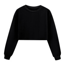 AWZXDE Felpa sportiva a maniche lunghe tinta unita da ragazza, comoda e casual, per bambini di 14-15 anni, colore nero.
