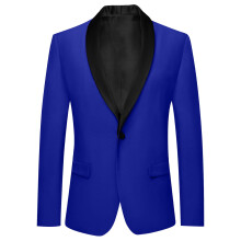 Jaqueta de terno formal infantil AWZXDE para meninos e meninas, manga comprida, lapela e botões, azul, tamanho 6-7 anos.